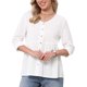 thumbnail image 1 of INSPIRE CHIC Blusa Boho con Botones para Mujer de Manga Larga Cuello en V Ligera Elegante Casual Talla S Blanca, 1 of 6