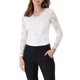 thumbnail image 1 of INSPIRE CHIC Conjunto Día de San Valentín Blusa de Encaje Floral para Mujer con Cuello en V y Manga Larga con Ribete Festoneado L Blanco, 1 of 7
