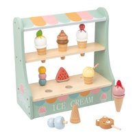 Magideal - Juego De Juguetes De Helado Montessori Práctico Con Soporte De Madera, Juego De Rol, Juguete De Comida Para El Hogar, Preescolar, Niños, Niñas Y Niños