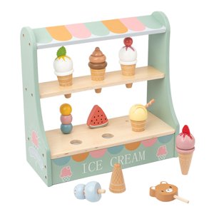 Magideal - Juego De Juguetes De Helado Montessori Práctico Con Soporte De Madera, Juego De Rol, Juguete De Comida Para El Hogar, Preescolar, Niños, Niñas Y Niños