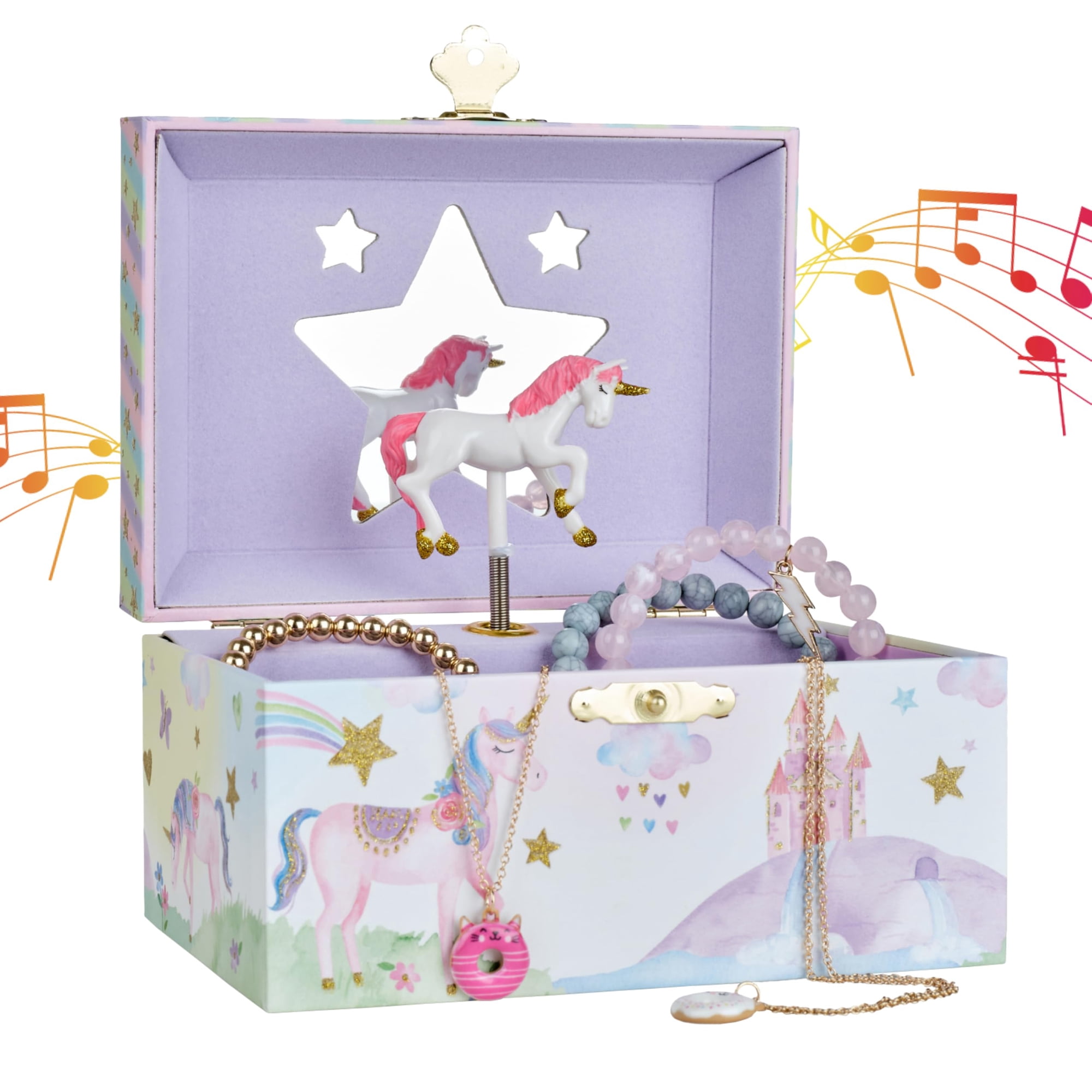 Jewelkeeper - Caja De Almacenamiento Para Joyas Musicales, Diseño De Unicornio, Joyero