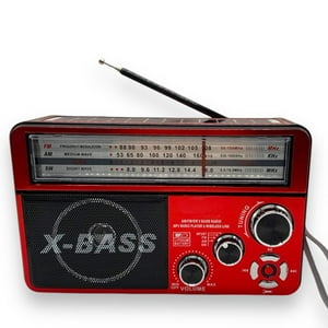 N-Ofertas - Radio Linterna Portátil Solar Bluetooth Recargable Y A Pilas Retro Vintage Rojo