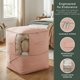 thumbnail image 5 of 1 Paquete de Almacenamiento de Ropa, Bolsa de Almacenamiento Expandible, Bolsa de Mudanza para Organizar Dormitorio, Organizadores de Armario y Almacenamiento con Asas Rosa 21.3*16.5*23.6in, 5 of 6