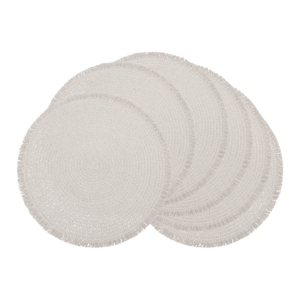 REGALWOVEN Manteles Individuales de Estilo Rústico Juego de 6 Manteles Tejidos con Flecos para Decoración de Mesa de Comedor Lavables Mantel de Cocina Limpiar con Paño Gris 15x15 pulgadas