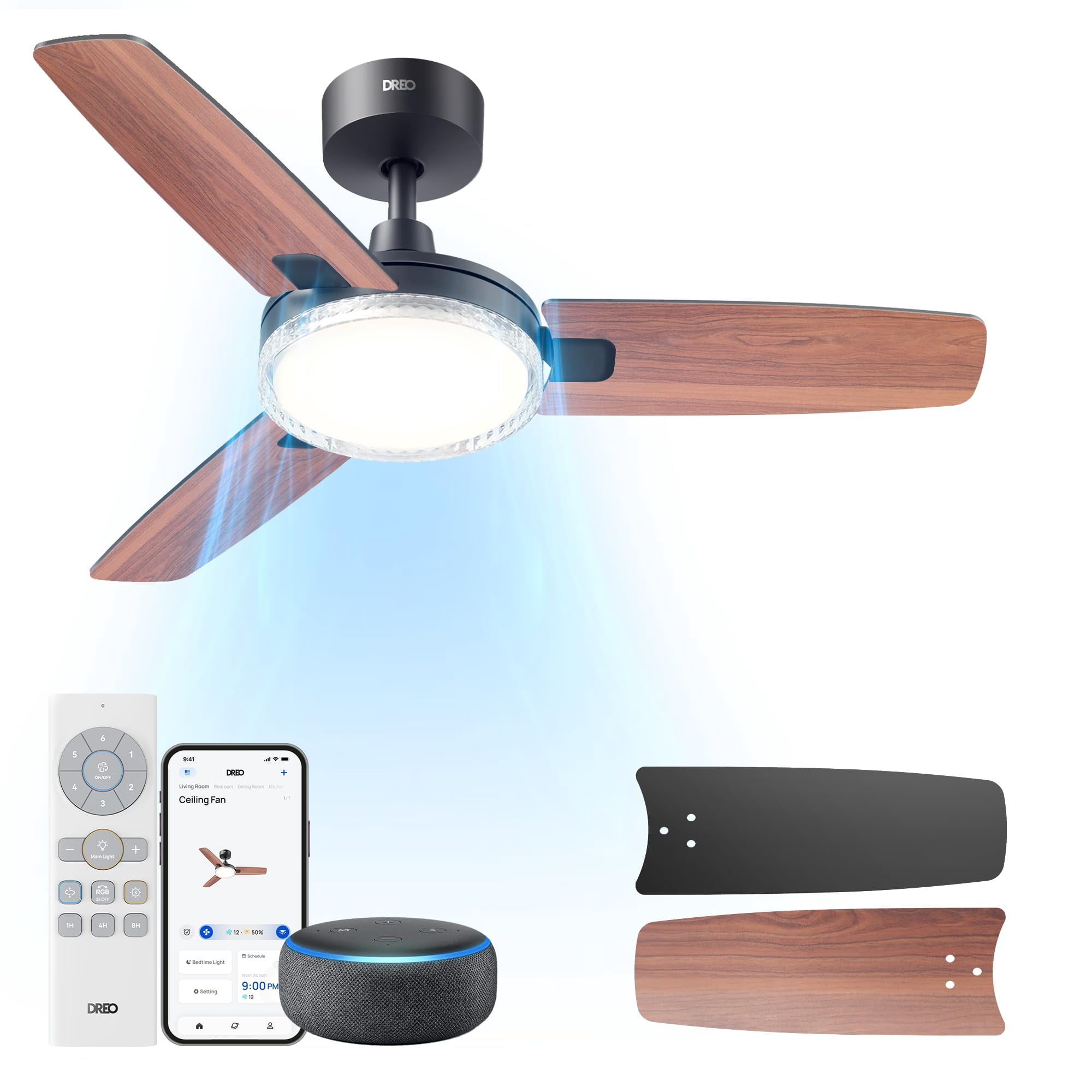 Ventilador De Techo Dreo Smart Con Luces De 42 Pulgadas Negro Con Control Remoto