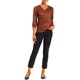 thumbnail image 2 of INSPIRE CHIC Blusas de Oficina Elegantes y Casuales para Mujer, Manga 3/4, Cuello en V, Camisa de Satén, Talla L, Marrón, 2 of 6