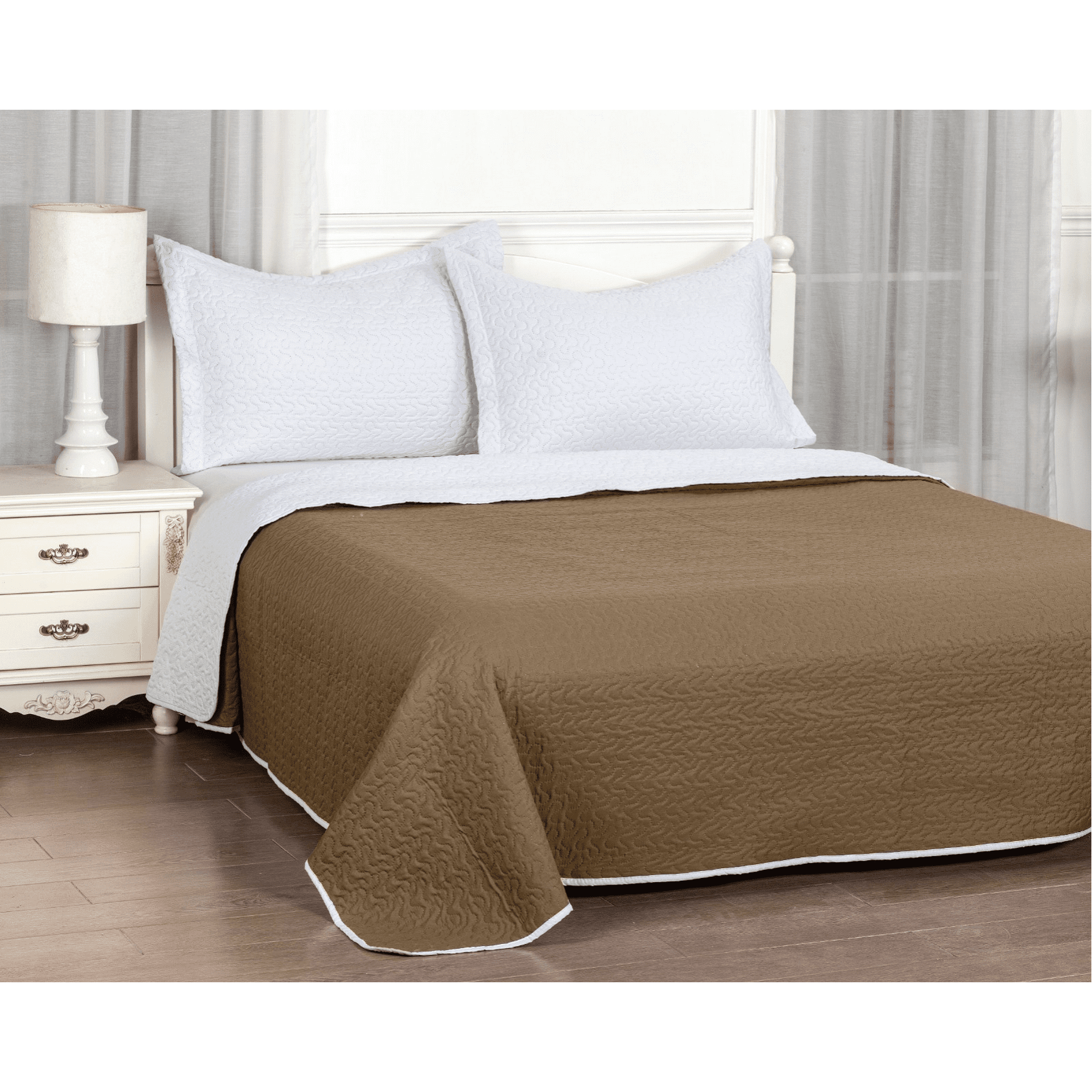 Clems - Cubrecama Quilt Reversible 2 Plazas 240x260cm Café