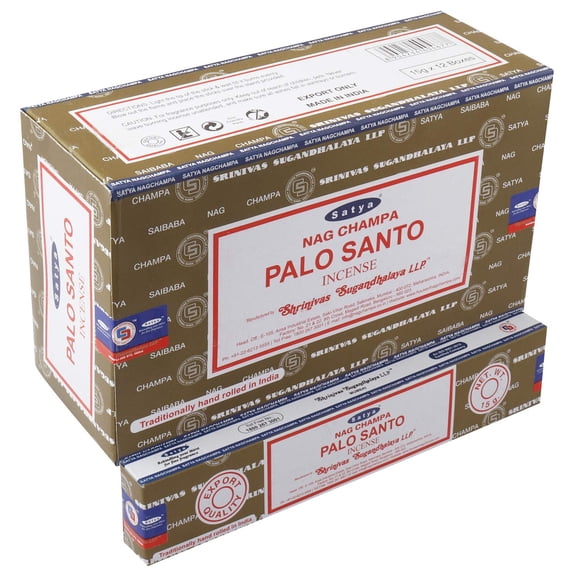 Incienso Satya Nag Champa Palo Santo, 180 g, 12 paquetes