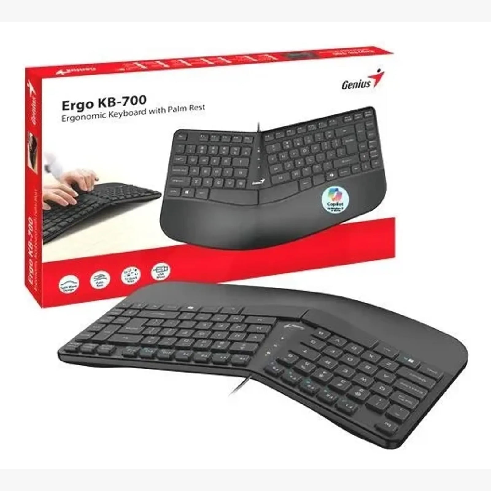 Teclado Genius Ergo Kb-700 C/tecla Copilot Usb Sp Negro Idioma Español Latinoamérica