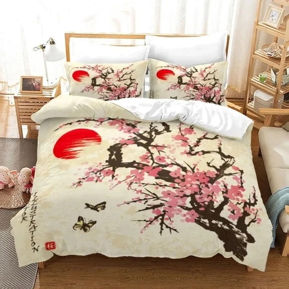 Wash Painting Bedding Set Chinese Style ed Duvet Cover with Pillowcase Ink and Wash Flower Bamboo Design Comforter Cover