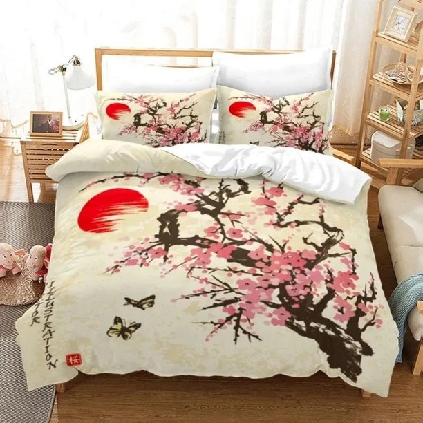 Wash Painting Bedding Set Chinese Style ed Duvet Cover with Pillowcase Ink and Wash Flower Bamboo Design Comforter Cover