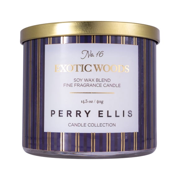 Vela aromática Perry Ellis Exotic Woods, soja, 60 horas de combustión