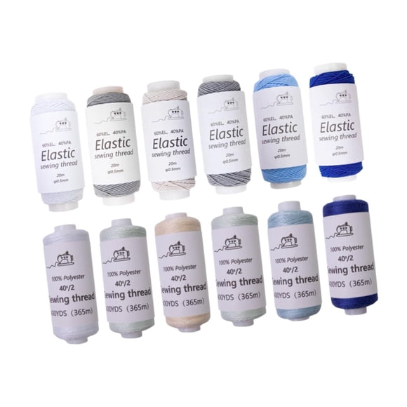 12 piezas de hilo de costura elástica colección de cordones elásticos pulsera de cuerda elástica que fabrica cordón para tejido DIY Craftman Beginners Azul y gris