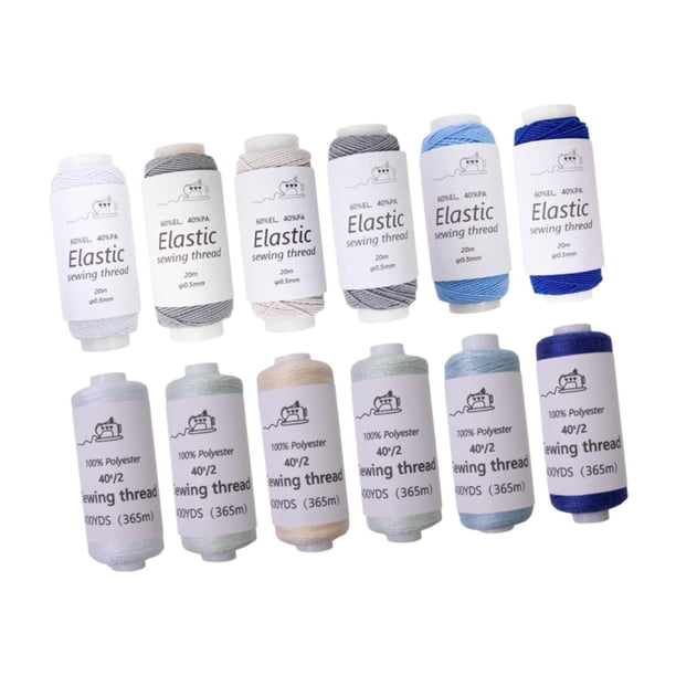 12 piezas de hilo de costura elástica colección de cordones elásticos pulsera de cuerda elástica que fabrica cordón para tejido DIY Craftman Beginners Azul y gris