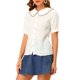 thumbnail image 4 of INSPIRE CHIC Blusa de Mujer con Cuello Peter Pan y Ribete de Volantes a Cuadros con Botones XS Blanca, 4 of 8