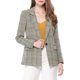thumbnail image 2 of INSPIRE CHIC Blazers de regreso a clases para mujeres, solapa con muesca, manga larga, un botón, blazer de cuadros, negro L, 2 of 7