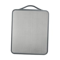 Magideal - Tabla De Cortar De Doble Cara De Acero Inoxidable Multiusos Para Carne, Verduras Y Frutas, Mango De Fácil Agarre, Bandeja Simple, Utensilio De Cocina Gris
