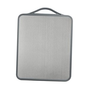 Magideal - Tabla De Cortar De Doble Cara De Acero Inoxidable Multiusos Para Carne, Verduras Y Frutas, Mango De Fácil Agarre, Bandeja Simple, Utensilio De Cocina Gris
