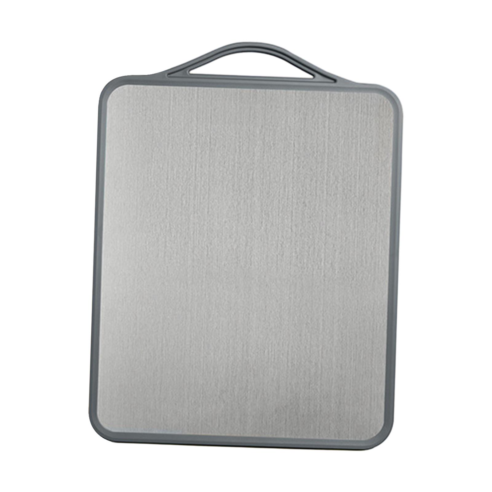 Magideal - Tabla De Cortar De Doble Cara De Acero Inoxidable Multiusos Para Carne, Verduras Y Frutas, Mango De Fácil Agarre, Bandeja Simple, Utensilio De Cocina Gris
