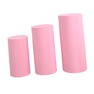 Bothyi - 3X Fundas De Pedestal Cilíndricas Decorativas Para Fiesta, Compromiso, Acción De Gracias, Rosa Claro