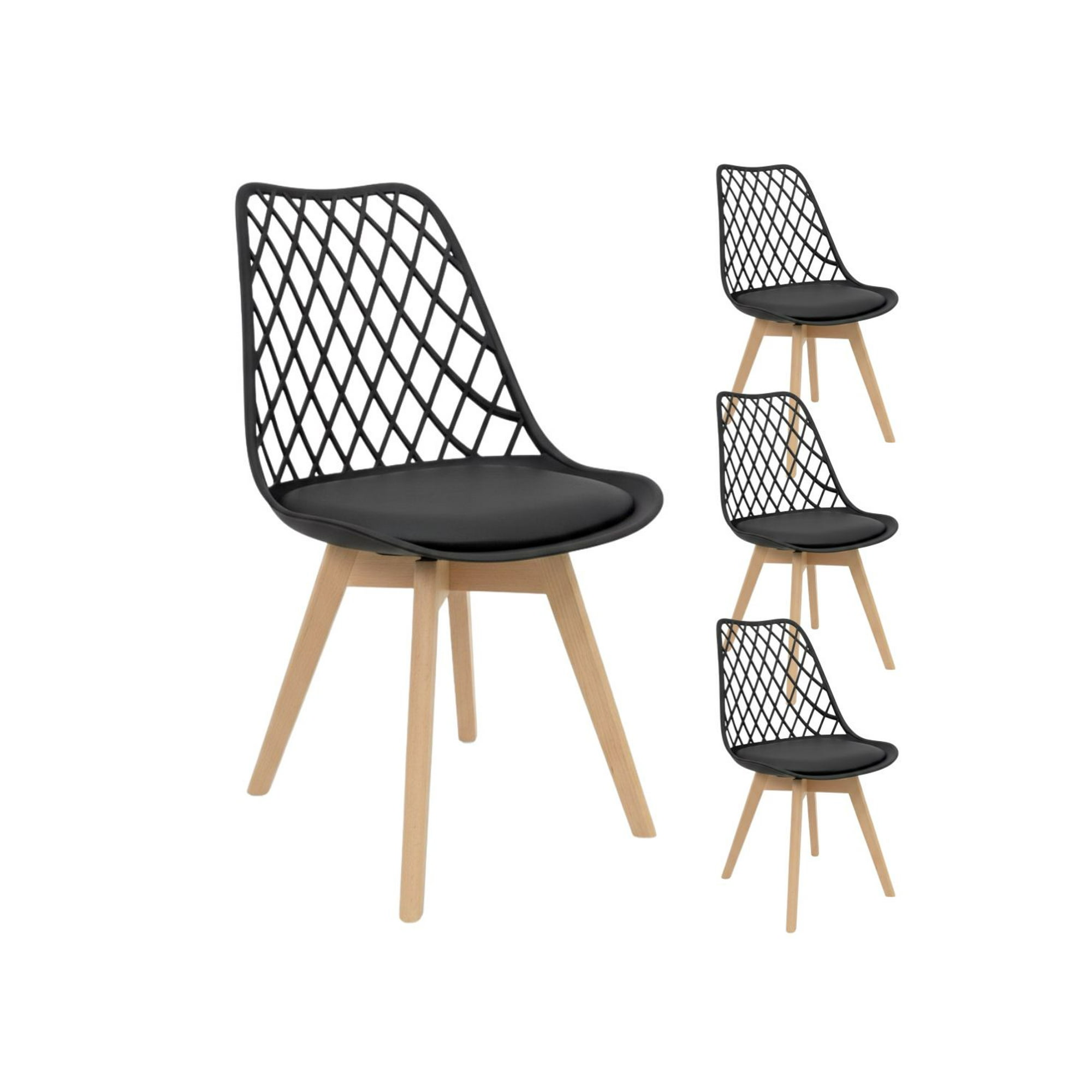 Habita2 Chile - Pack 4 Sillas Tulip Acolchada Mesh - Negro