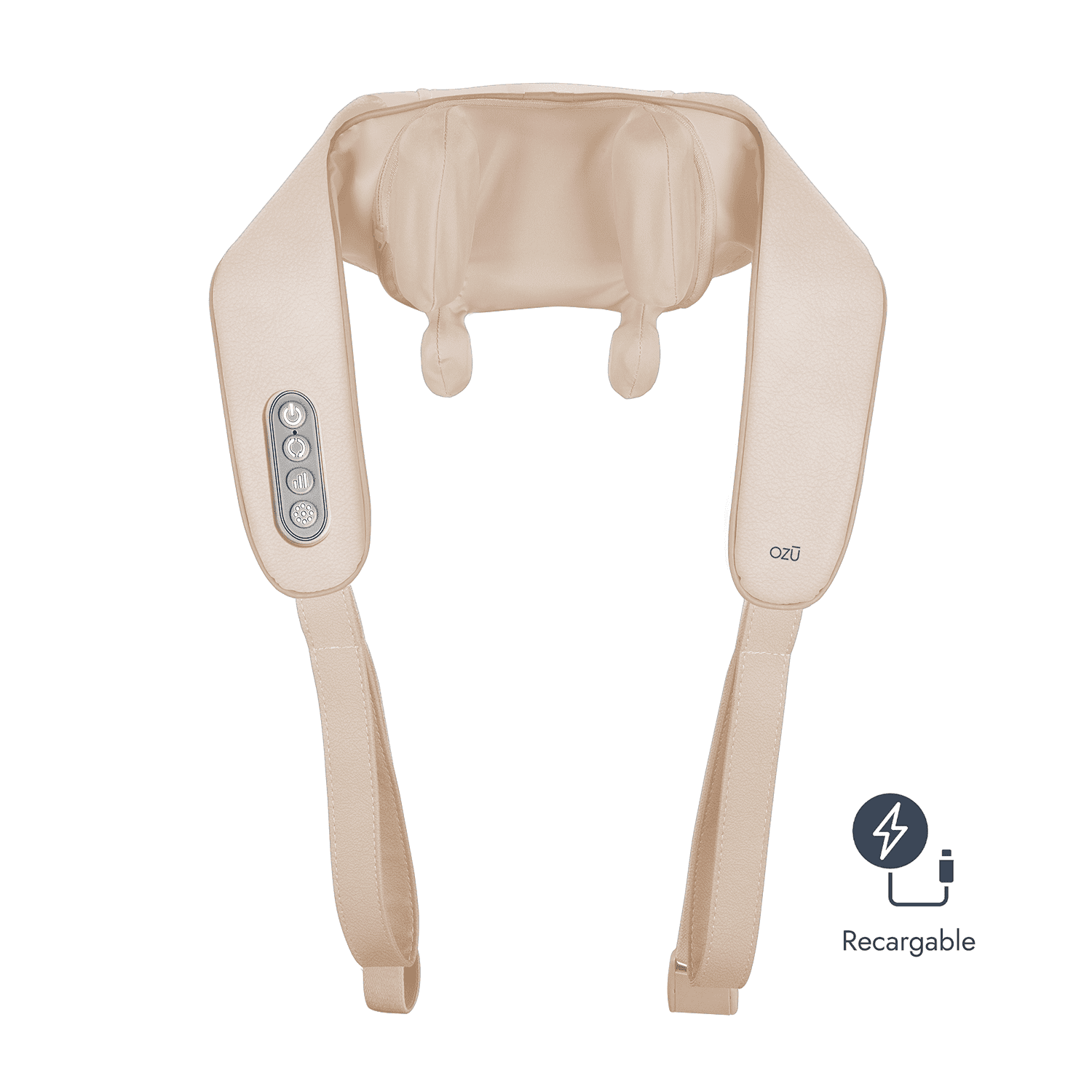 Ozuko - Masajeador De Cuello Y Hombros Shiatsu Recargable Con Calor Beige