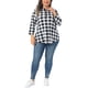 thumbnail image 2 of Agnes Orinda Blusas de Mujer Talla Grande Manga 3/4 con Cremallera Estampado Floral Cuello en V Casual Pullover Tops 3X Blanco, 2 of 6