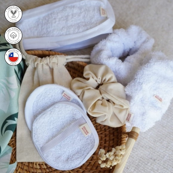 Kit Skincare Accesorios | Cintillo + Muñequeras + Pétalos desmaquillantes + Scrunchies