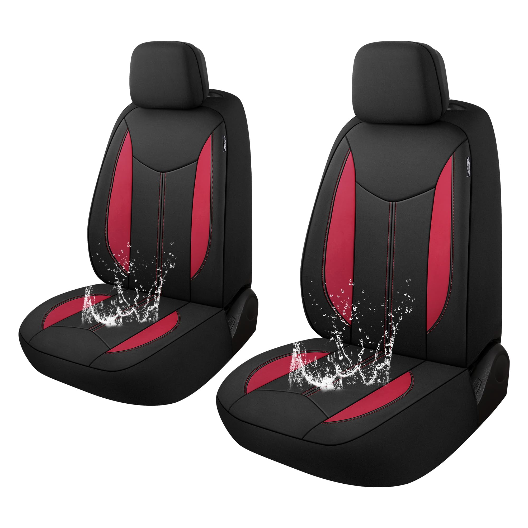 Funda De Asiento De Coche Caromop De Neopreno Impermeable Para Coche, Negro/rojo