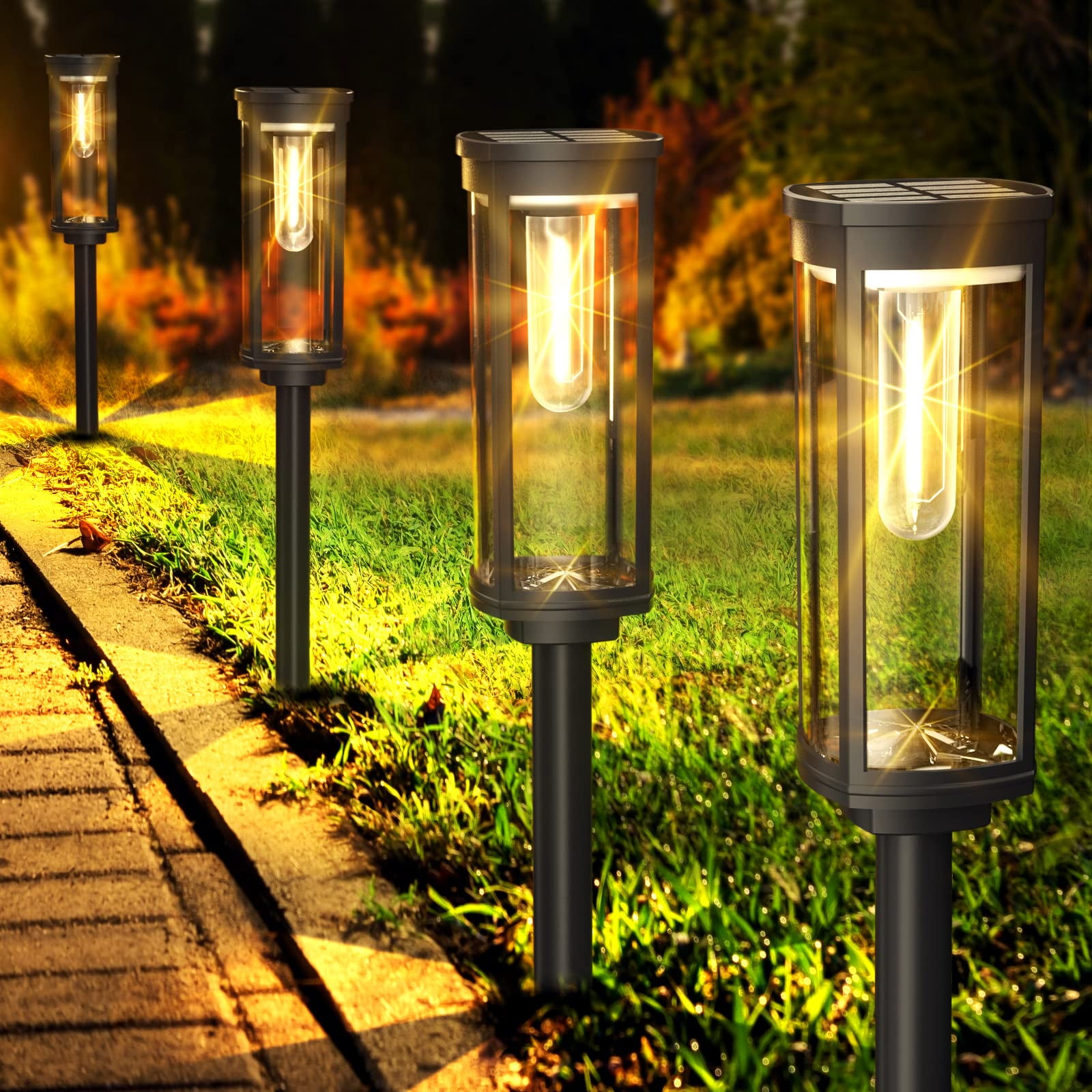 Coxseni - Lámparas Solares Para Sendero Paquete De 6 Impermeables Blanco Cálido