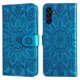 thumbnail image 1 of Funda tipo cartera FOXDOCK para Samsung Galaxy A13 5G , diseño girasol en relieve, cuero PU, cierre magnético, soporte y tarjetero, 1 of 5