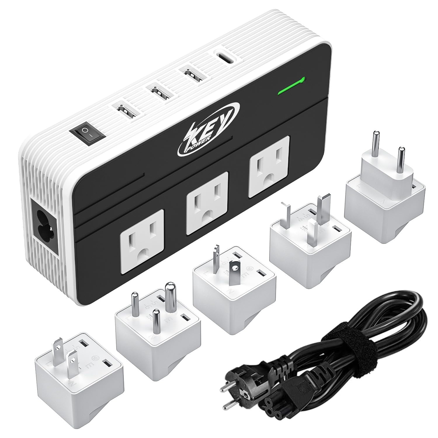 Key Power - Convertidor De Voltaje De Potencia Clave De 230 W, 220 V A 110 V Con Usb-c De 18 W