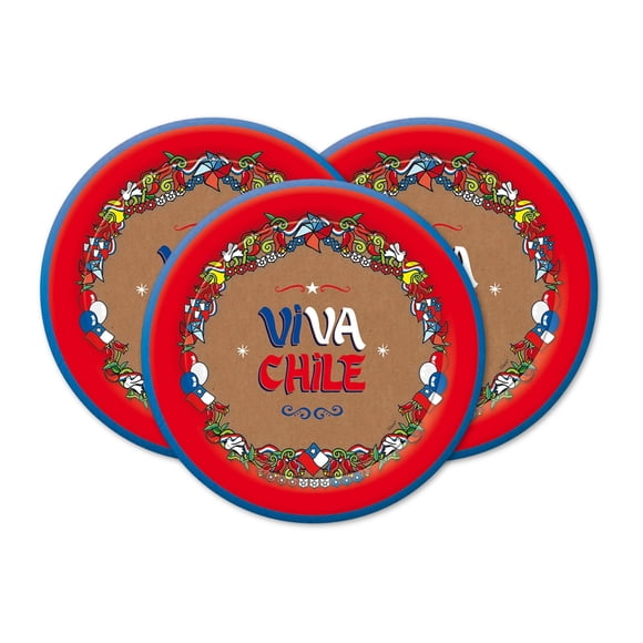 Set 6 Platos De Cartón Viva Chile Para Fiestas Patrias