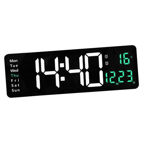 Magideal - Reloj De Pared Digital Grande, Ajuste De Brillo, Control Remoto, Relojes Led Electrónicos Usb Para Hotel, Comedor, Regalo, Decoraciones Para El Hogar Verde