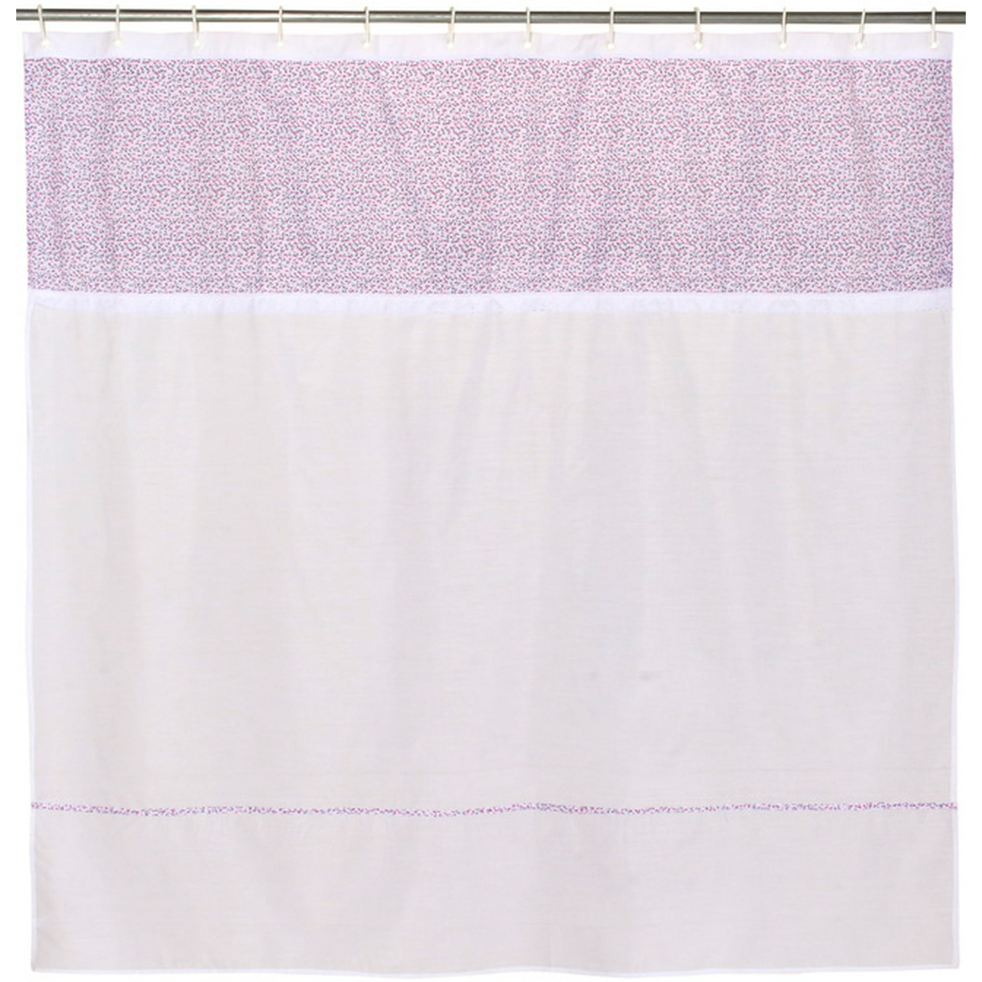 Gentile - Cortina De Baño Color Blanca Flores Rosadas 180×220 Cms