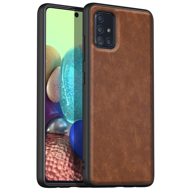 High Quality Retro Leather Premium Protective Phone Case Cover, Shock Resistant TPU Soft Border For Samsung Galaxy A71 5G