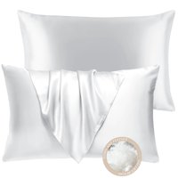 Pillows Bhz, Plumas De Ganso Satinadas Blancas, Estándar, Juego De 2