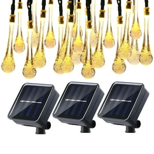 Genérico - Set 3 Guirnalda Solar Gotitas Cálida 50 Led 6 Metros