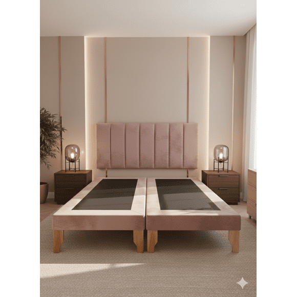 Cama Dos Plaza Lineal Palo Rosa Felpa
