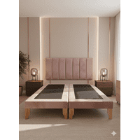 Muebles New - Cama Dos Plaza Lineal Palo Rosa Felpa