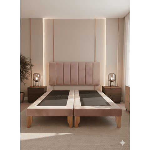 Muebles New - Cama Dos Plaza Lineal Palo Rosa Felpa