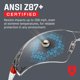 thumbnail image 5 of Gafas de seguridad NoCry con lentes envolventes transparentes antivaho, resistentes a los arañazos y empuñaduras antideslizantes, protección UV. Monturas ajustables blancas y rojas (paquete de 10), 5 of 8