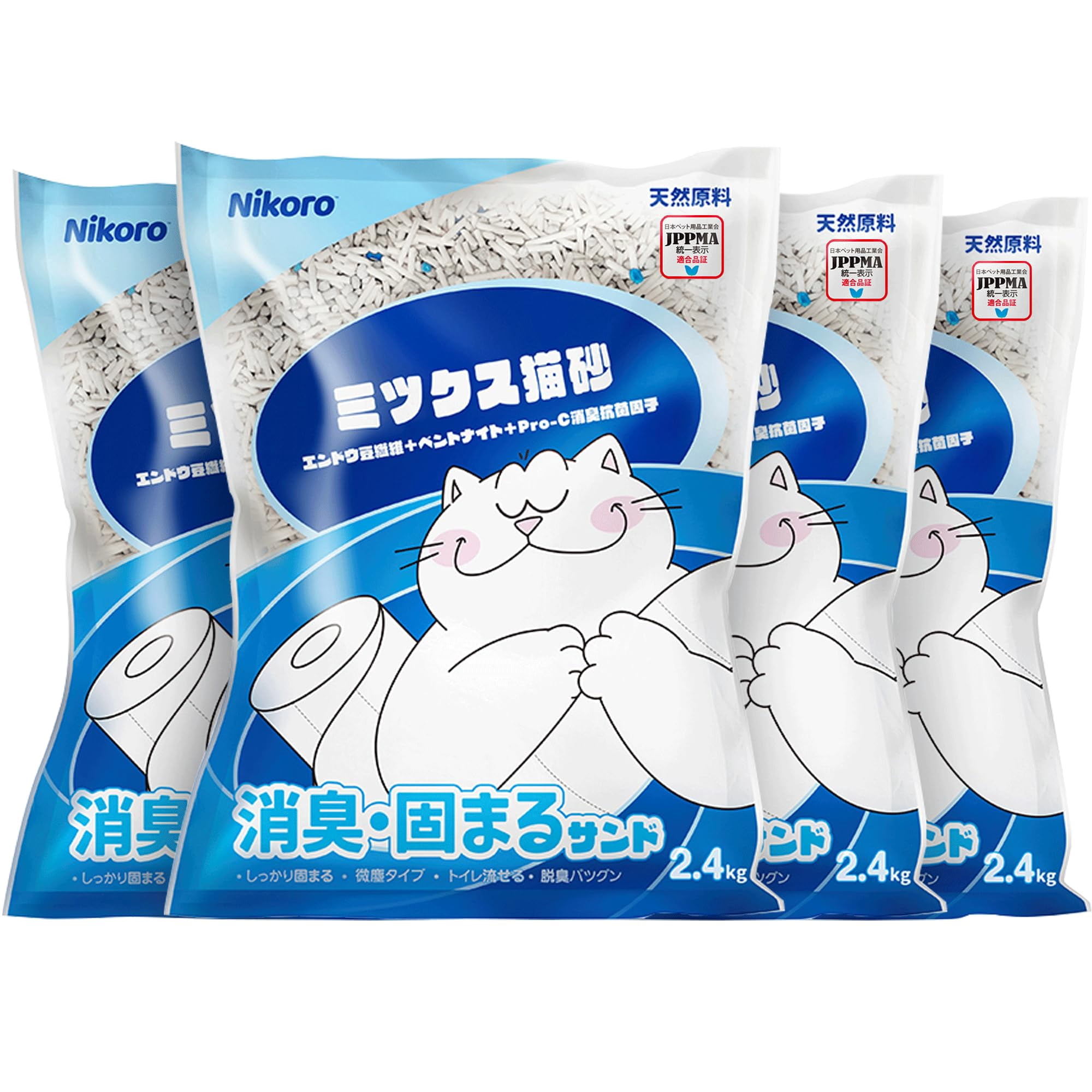 Arena Para Gatos Nikoro Tofu, Fuerte Y Aglutinante, Control De Olores, 9,5 Kg X4