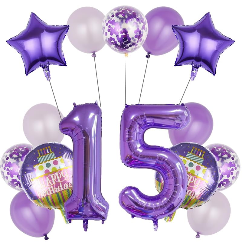 Decoraciones De Cumpleaños Yfhvjtko, Suministros Para 15ª Fiesta, Color Morado