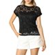 thumbnail image 5 of INSPIRE CHIC Día de San Valentín Blusa Casual de Mujer con Mangas Cortas Transparentes de Encaje Floral L Negro, 5 of 8