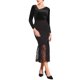 thumbnail image 2 of INSPIRE CHIC Blusa de Fiesta Ajustada para Mujer con Cuello Asimétrico Fruncido de Manga Larga de Terciopelo M Negro, 2 of 5