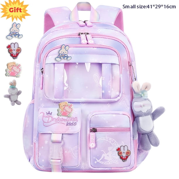 Waterproof Rainbow Schoolbag Student Girls Children's Princess Refrigerator Door Backpack Spine Protector Shoulder Bags Cute