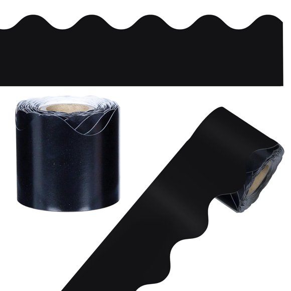 Borde decorativo para tablero de anuncios Carson Dellosa 11 m negro con forma ondulada