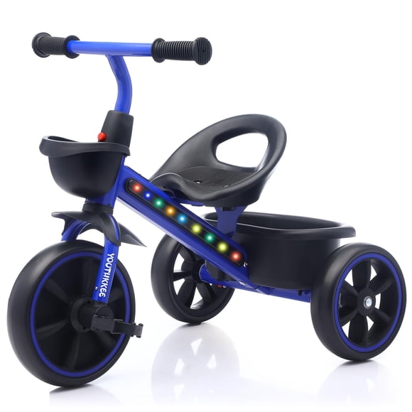 Triciclo Infantil Con Luces Led Y Cesta De Almacenamiento De 3 Ruedas