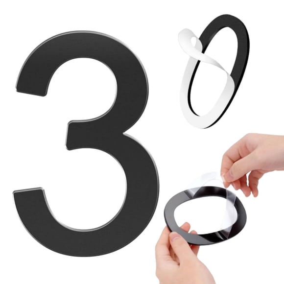 Números Para Casa De Acrílico Negro Autoadhesivo De 5